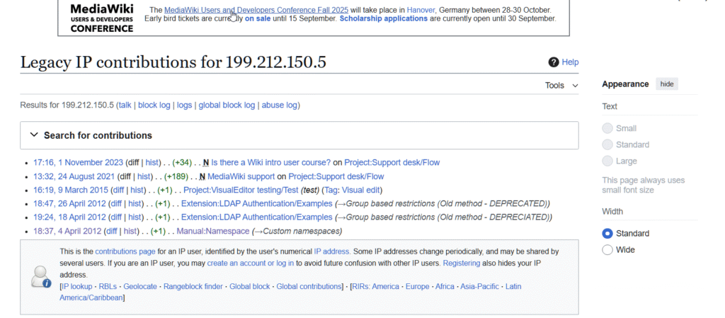 MediaWiki contributions of RCMP IP 199.212.150.5